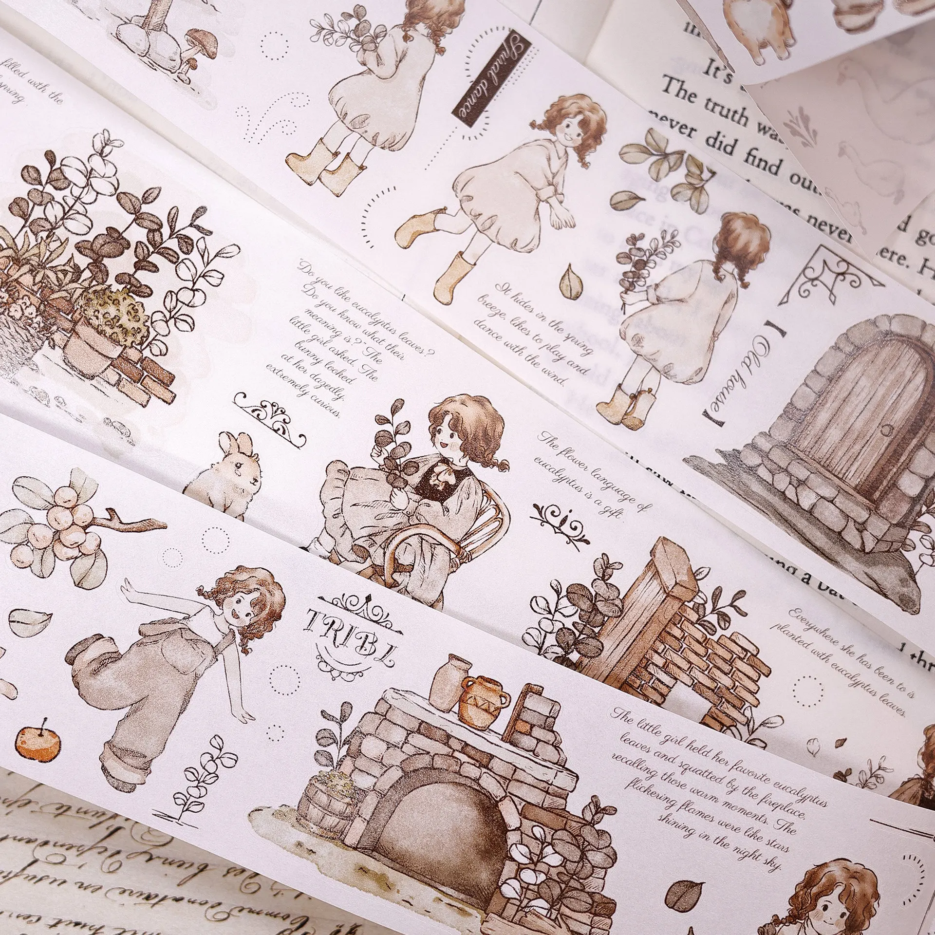 

XBJ Salt Town Secret Words Light Retro Salt Girl Washi PET Die Cut journal Tape