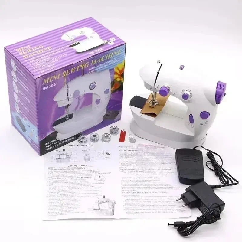 Household Mini Sewing Machine, Handheld Sewing Machine with Light Cutter, Foot Pedal, Portable, Night Light, 202