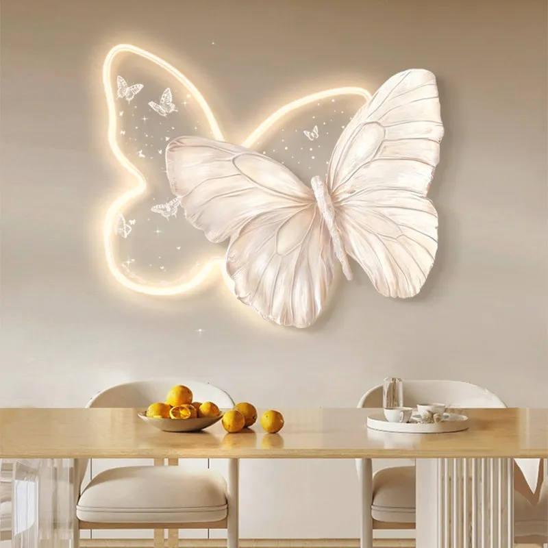 Cream style butterfly texture painting, three-dimensional restaurant decoration painting, high-end wall lamp painting