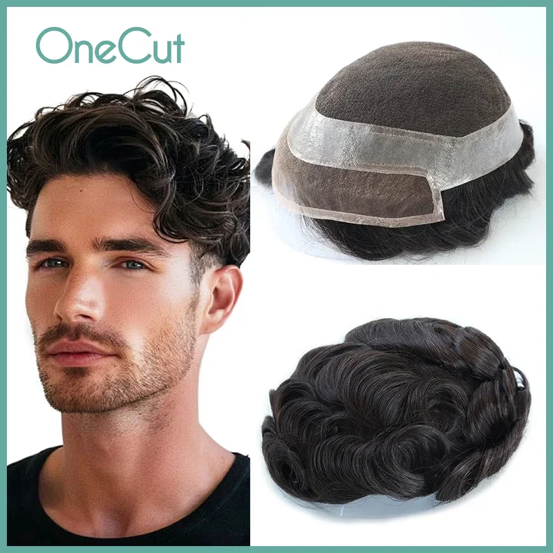 Wig For Men New Swiss HD Lace PU Male Hair Prosthesis Men Toupee Breathable  Human Hair Natural Hairline System Unit 110%-130%