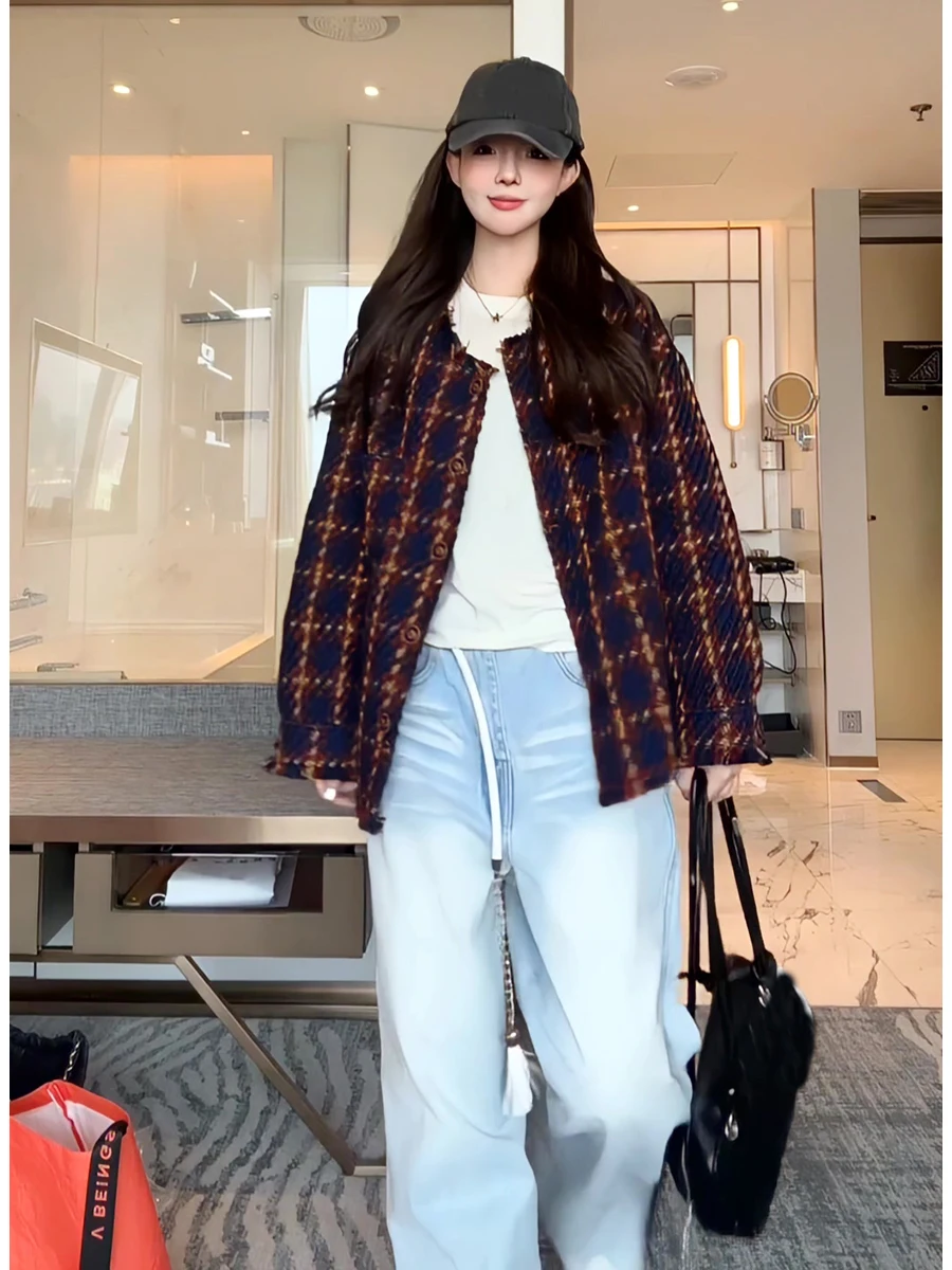 

Super Heavyweight Color Block Knit Jacket Women's Spring Autumn New American Retro Fringed Top Button Long Sleeve Regular Fit