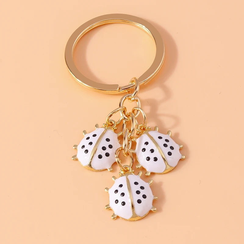 Cute Enamel Ladybug Keychain Animal Keyring Pendants for Car Key Holder Women Girls Handbag Accessories DIY Jewelry Gift