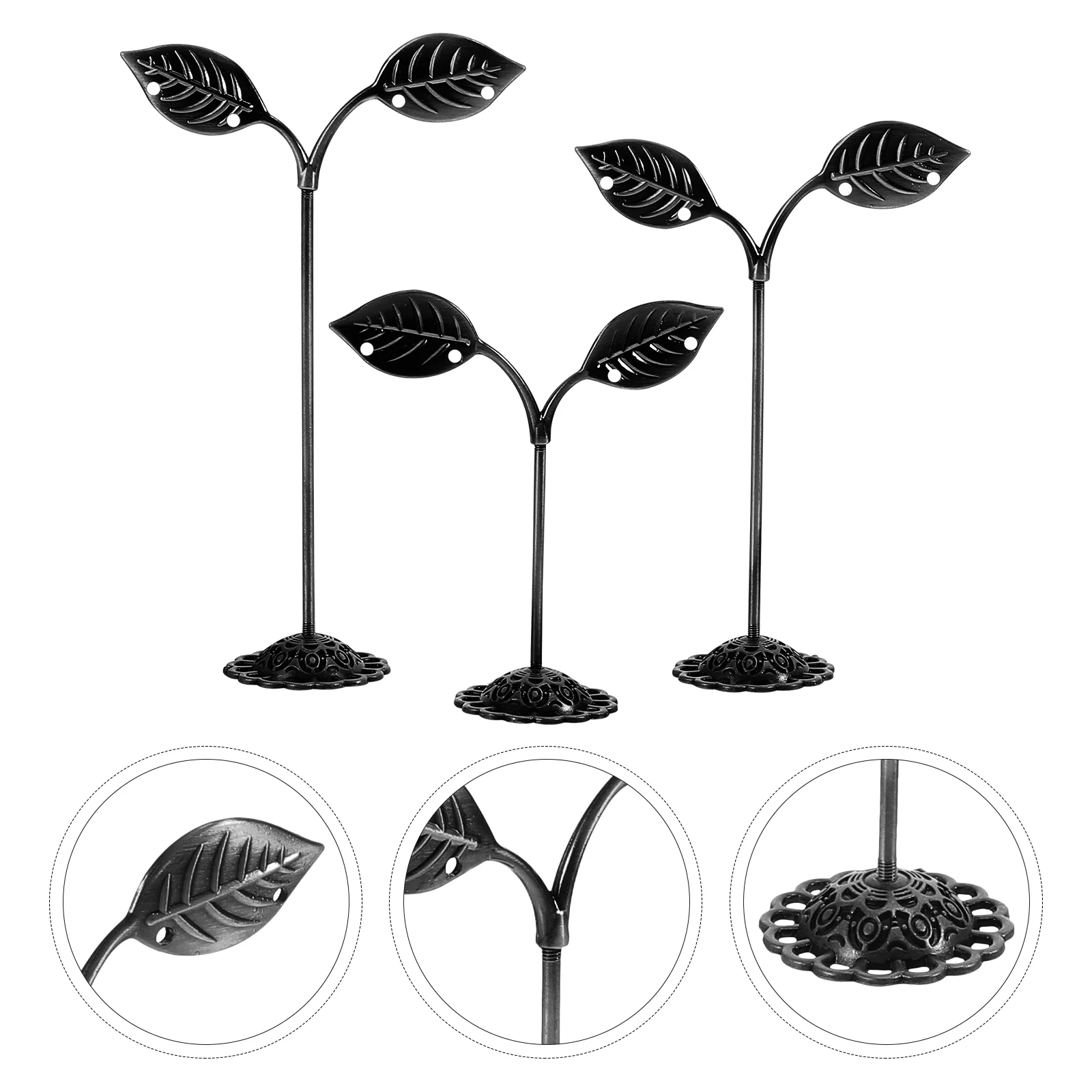 

3 Pcs Jewelry Stand Earring Display Holder Shelf Bracket Standing Organizer Storage Black