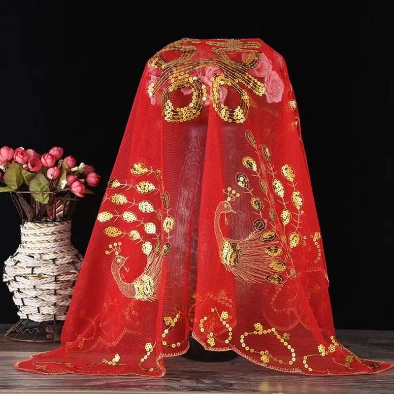 Chinese Wedding Red Bride Vein Bride To Be Decoration Women Headscarf Vintage Festive Xiuhe Costume Scarf Halloween Cosplay Gift