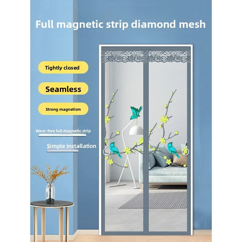 Magnetic mosquito-proof door curtain, magnetic screen window net for home use, self-installation, self-adhesive Velcro insect