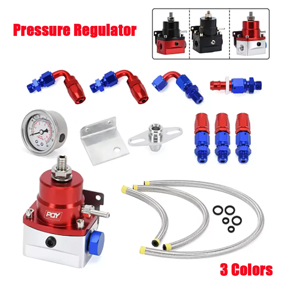 Universal Adjustable Fuel Pressure Regulator Oil 160psi 100psi Gauge AN6 AN 6 Fuel Pressure Regulator Kit Fitting End Colourful