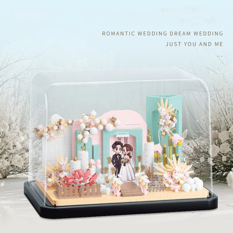 

Idea City Street View Mini Block Dream Wedding Scene Construction Building Brick Groom Bride Educational Toys For Girls Gifts