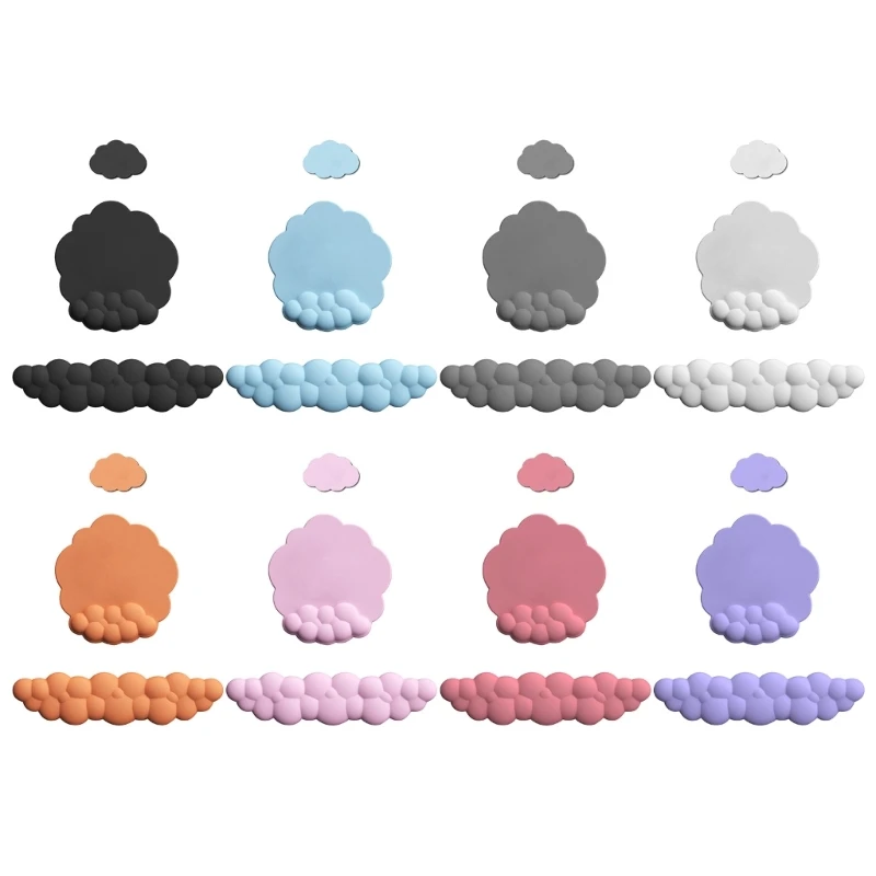 

3PCS Cute Cloud Shape Wrist Rest Pad PU and Anti-Slip Rubber Base Memory Foam Keyboard Mousepad Palm Rest Pads Set