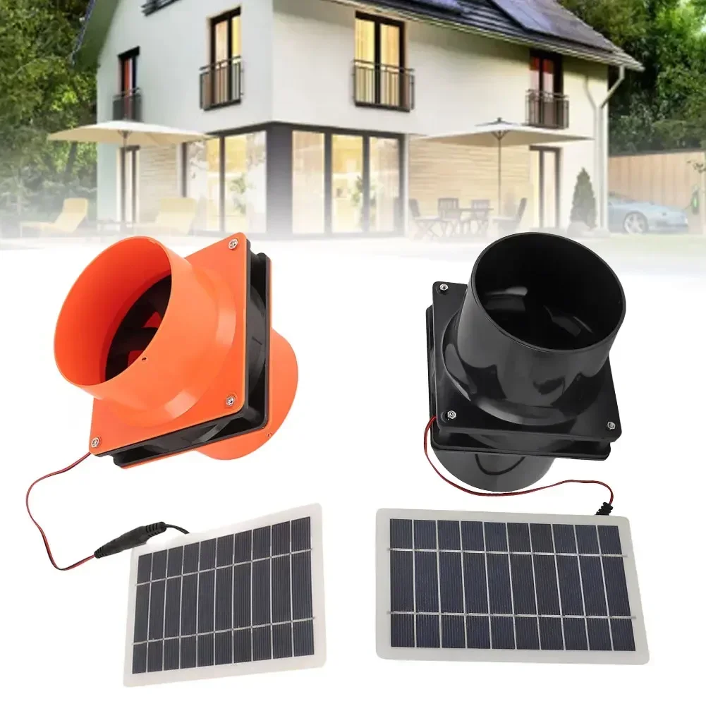 10W 12V Solar Powered Exhaust Fan For Round Pipe ABS Solar Panel Ventilation Fan Kit For Pet House Chicken Coop RV Greenhouse