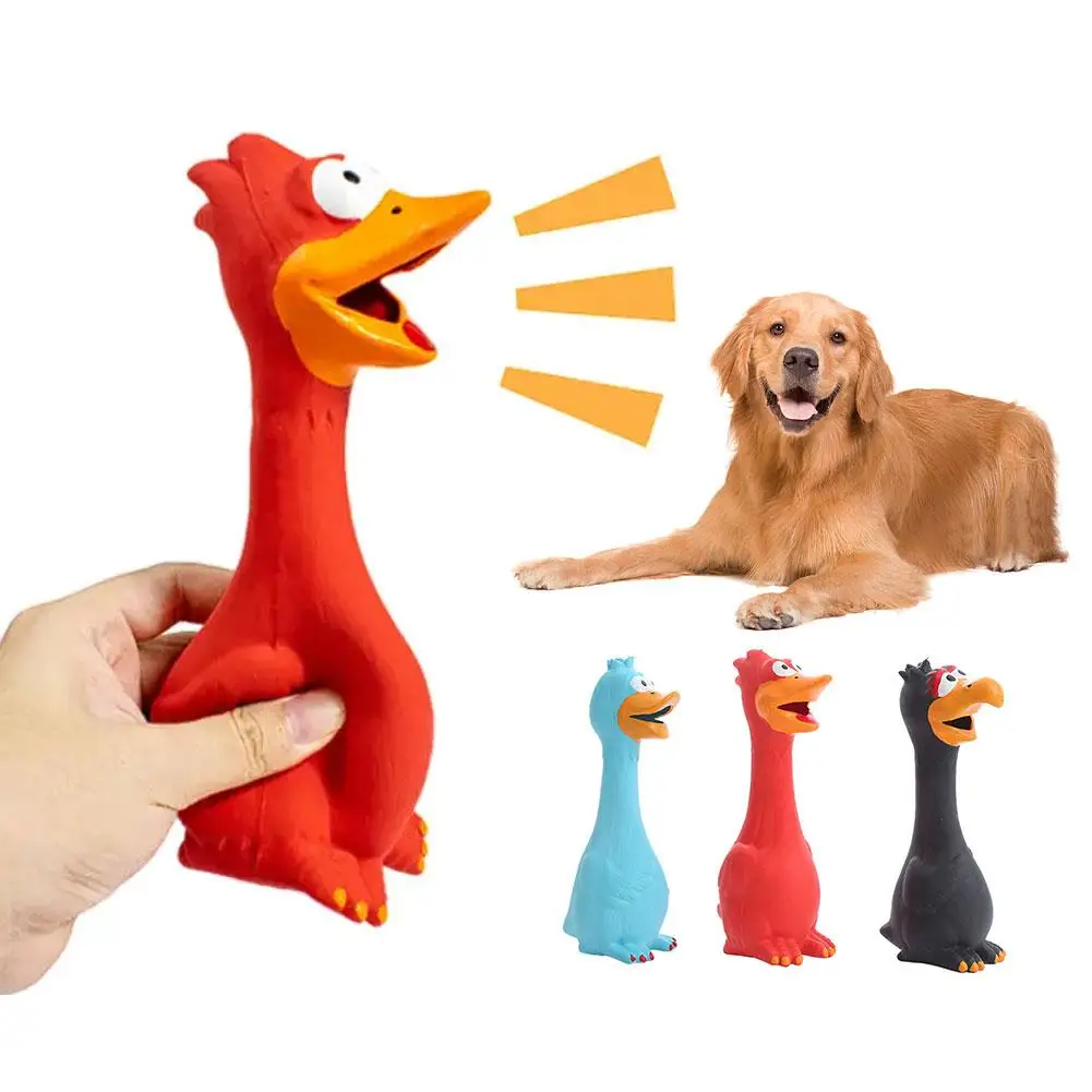 Screaming Chicken Bite Dog Toy Latex Chicken Shape ,Chew And Vent Decompression For Puppy Cats ,latex Vent Chicken Pet Supp M9D2