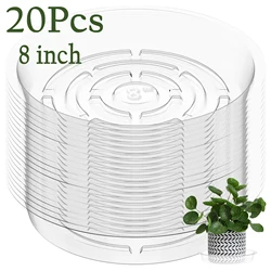 20Pcs Plant Saucers 8inch Indoor Clear Plant Drip Tray Reusable  Durable Lightweight Plastic Flower Pot Tray for Outdoor Garden