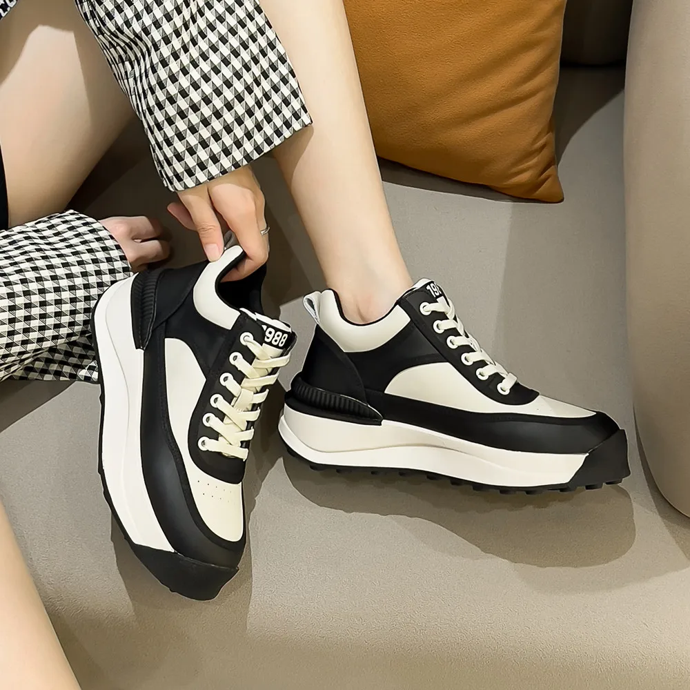 FEDONAS Lace-Up Leisure Women Sneakers Spring Autumn Four Season Shoes Woman Genuine Leather Popular Mixed Colors Working Casual