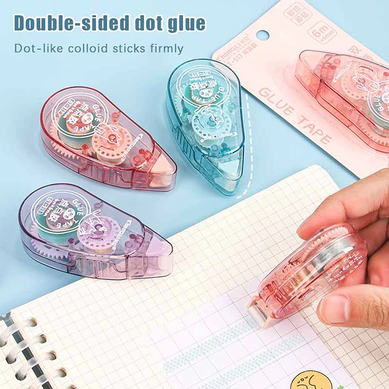 1/4Pcs Cute Double Sided Adhesive Dots Glue Tape Creative DIY Collage Roller Tape School Supplies Student Stationery Gifts