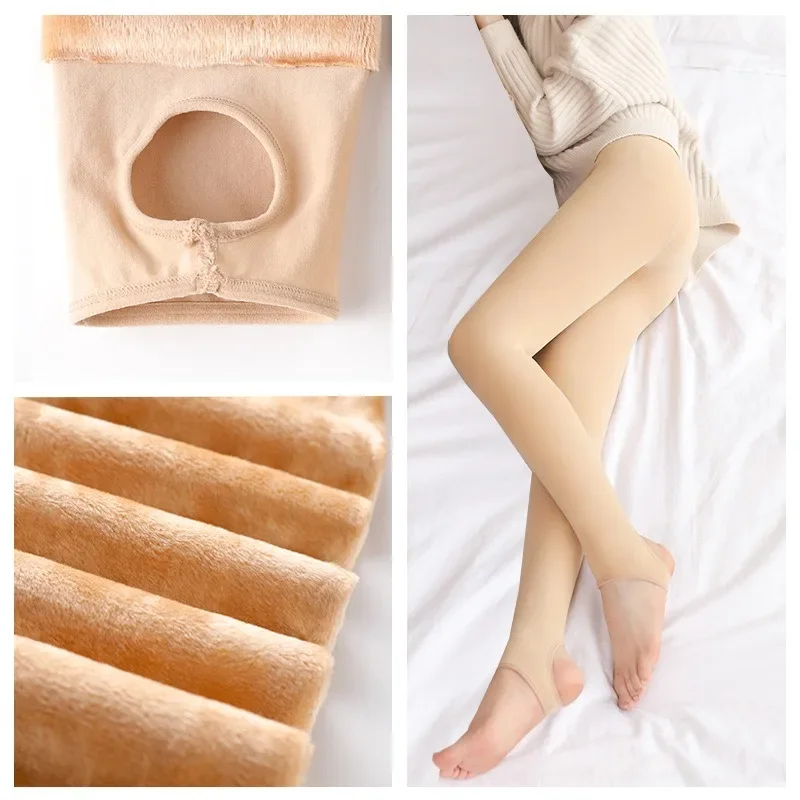 Autumn Thin Velvet Leggings Women Warm Thermal Underwear Bottoms Female Stockings High Waist Seamless Soft Legging Pants Winter