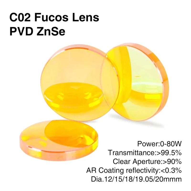 

CO2 Laser Focus Lens CVD ZnSe Dia 20mm 19.05/18/12/F50.8/F38.1/F 63.5mm Focusing Lens Laser 200W CO2 Laser Engraving Machine