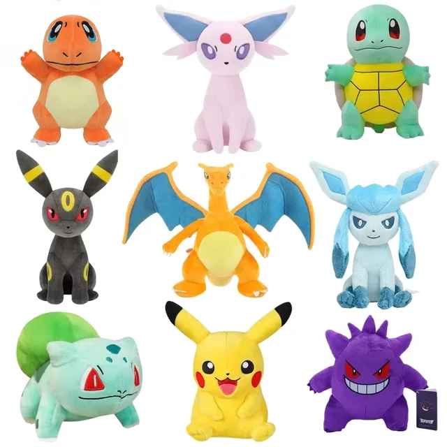 Pikachu Charizard Doll Gengar Squirtle Pokemon Pluszowa zabawka Pluszowa lalka Espeon Glaceon Umbreon Miękkie zabawki z kreskówek Prezenty dla dzieci
