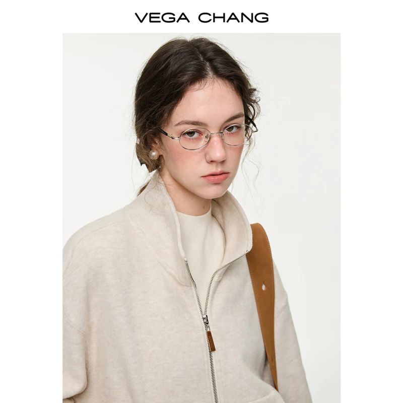 Vega Chang New Winter Style Women's Lazy Wear Zipper Stand Collar Sweatshirt