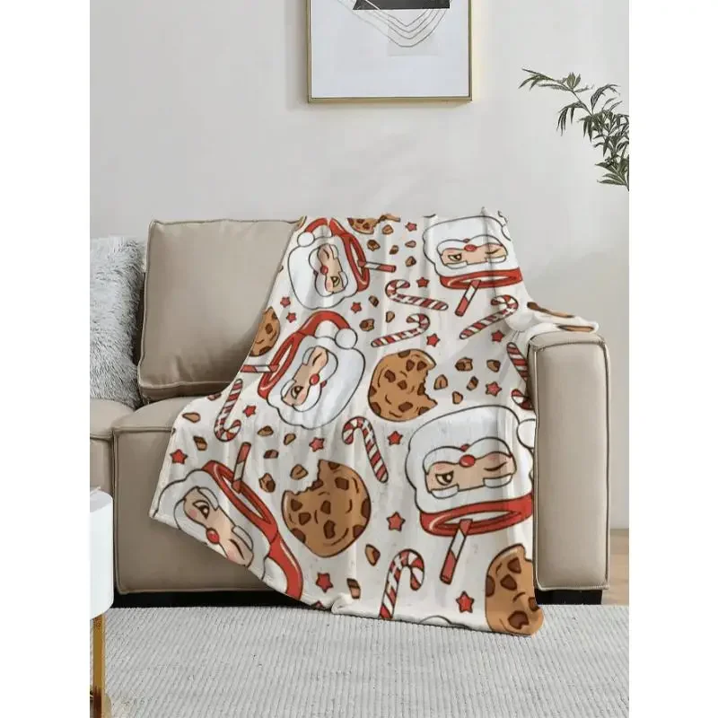 Christmas Santa Cute Printed Text Printed Blanket Soft Warm Multi-purpose Sofa Gift for All Season and Outdoor Blanket