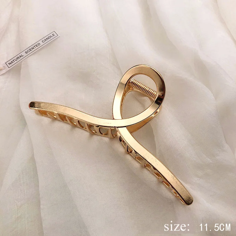 New Geometric Metal Hair Clips Elegant Gold Color Hair Claws for Women Vintage Plastic Hairpin Trendy Girls Hair Accessories