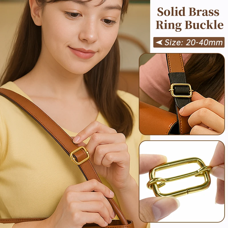 

1-5Pcs 20-40mm Solid Brass Tri-Glide Slider Clasp Belt Buckle for Bag Strap Dog Collar Adjust Loop Hook DIY Hardware Accessories