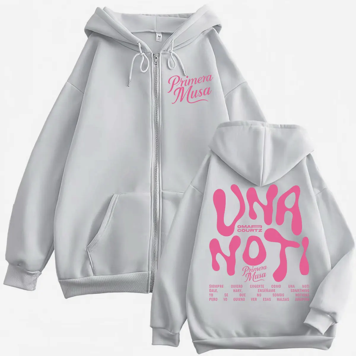 Omar Courtz Primera Musa Kapuzenpullover mit Reißverschluss, Hip-Hop, Retro-Street-Style, Kapuzenpullover mit Reißverschluss für Herren und Damen, Street-Fashion