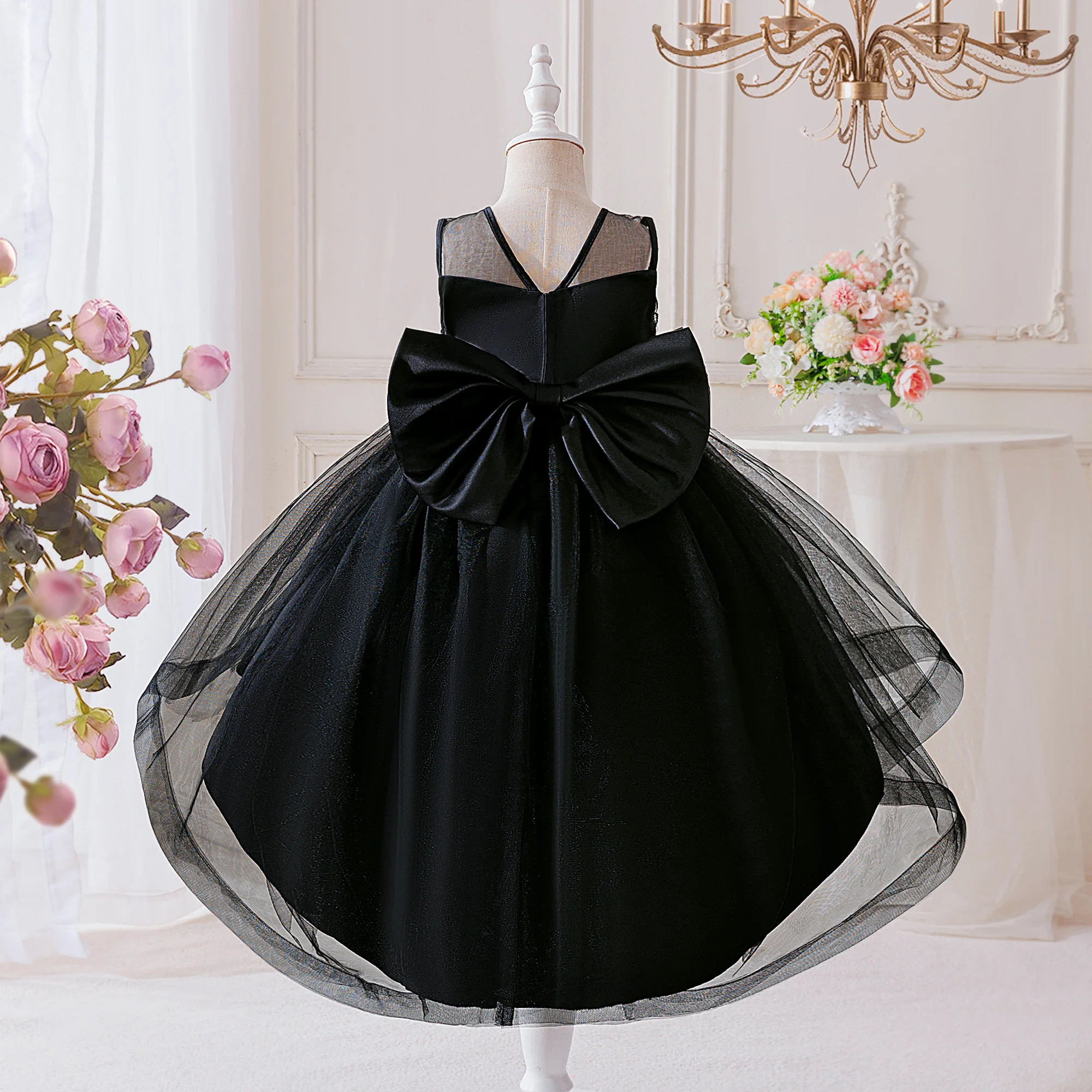 Elegantes Schmetterlings-Partykleid für Mädchen, schickes Schleifenkleid für Geburtstag, Hochzeit, Brautjungfern, Abschlussball, Karneval, Weihnachten, Halloween-Kostüm – Detail 4