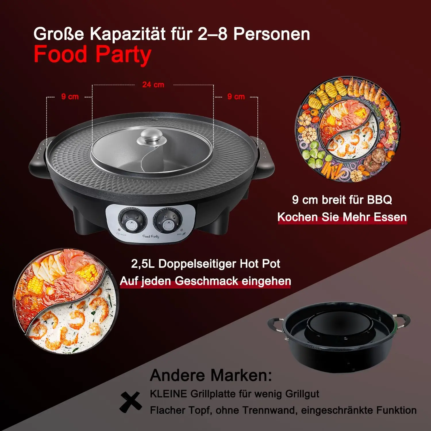 2 in 1 Electric Smokeless Grill and Hot Pot korean style