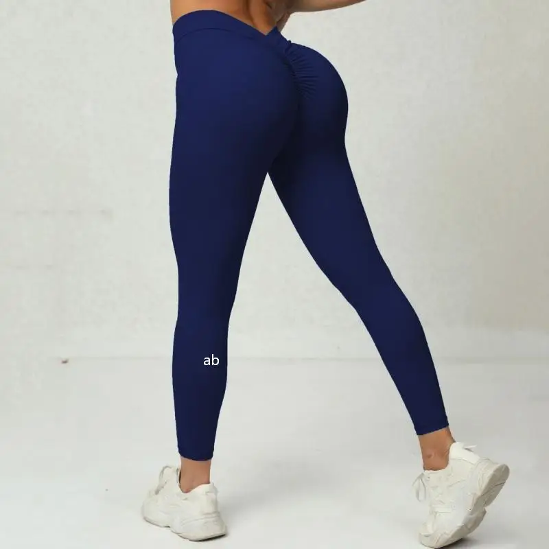 New style non-embarrassing line peach-bottom fitness yoga pants with V-shaped waist and firm buttocks tight-fitting sports pants