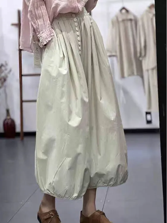 

Summer 2025 New Korean Sle Faion Single Button Casual Pants Women Loose Anti Aging Color Wide Leg Lantern Pants