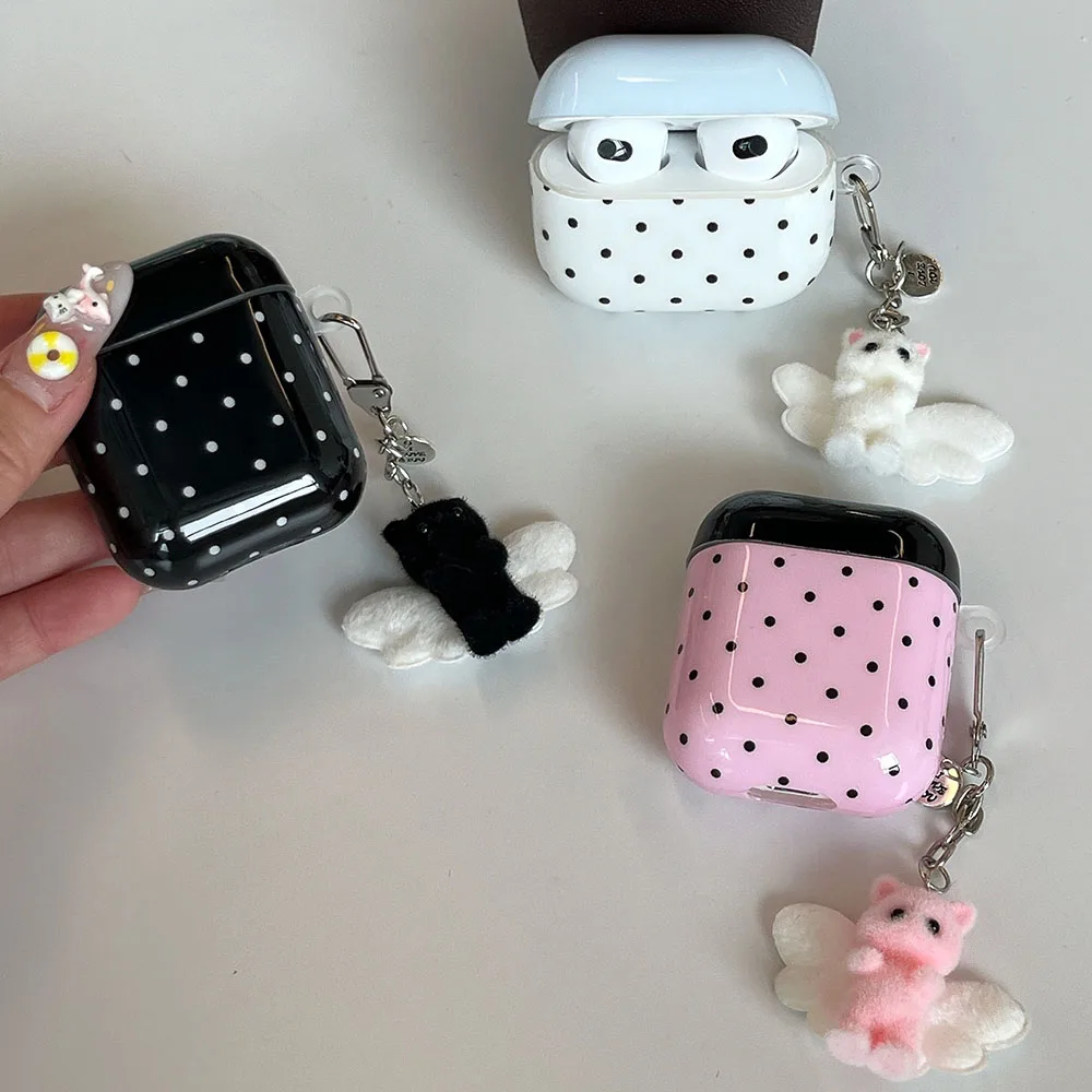 حافظة لأجهزة AirPods3 AirPods4 غطاء منقط بألوان لـ Apple AirPods Pro 1 2 Pro2 حافظة سماعة أذن لاسلكية مع سلسلة مفاتيح