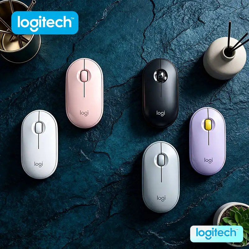 

Logitech M350 Pebble Optical Mouse - Minimalist Design, Silent Clicks, 77g Light, USB Storage, Eco-Conscious User’s Pick