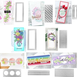 Slimline Frames Borders Collections Rectangle Metal Cutting Dies For DIY Scrapbooking Decoration Card Craft Making Supplies New
