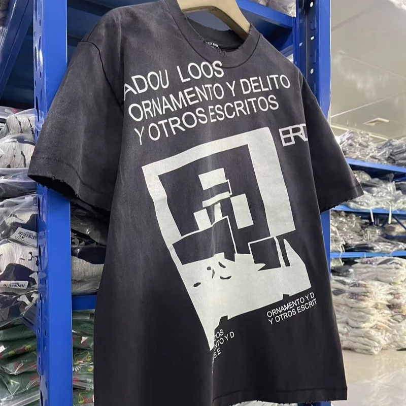 American Letter Printed Short-sleeved T-shirts for Men Women Loose High Street Men Women Cotton Tops