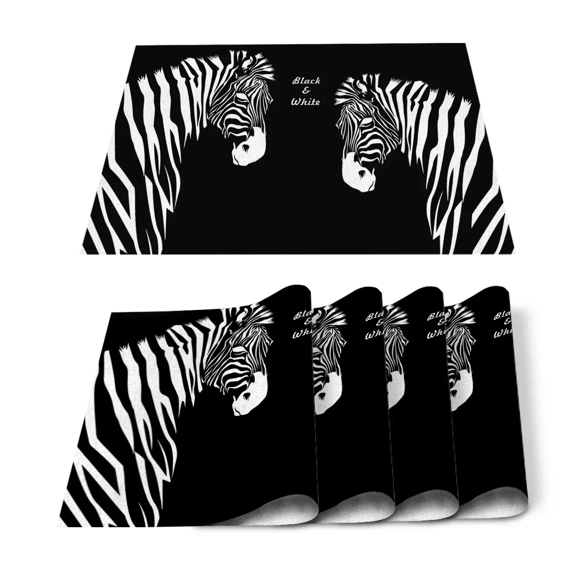 

Скандинавская зебра, черно-белая подставка с животным принтом, коврик для столовых приборов с изображением сельскохозяйственных животных для дома, вечеринки, обеденные столы, свадебные кухонные банкеты, декор