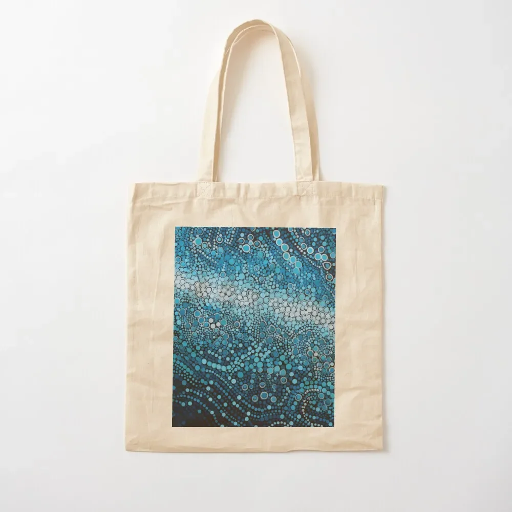 

Aboriginal Authentic Art - With The Waves Tote Bag shopping bag Women's shopper canvas tote bag shopper women