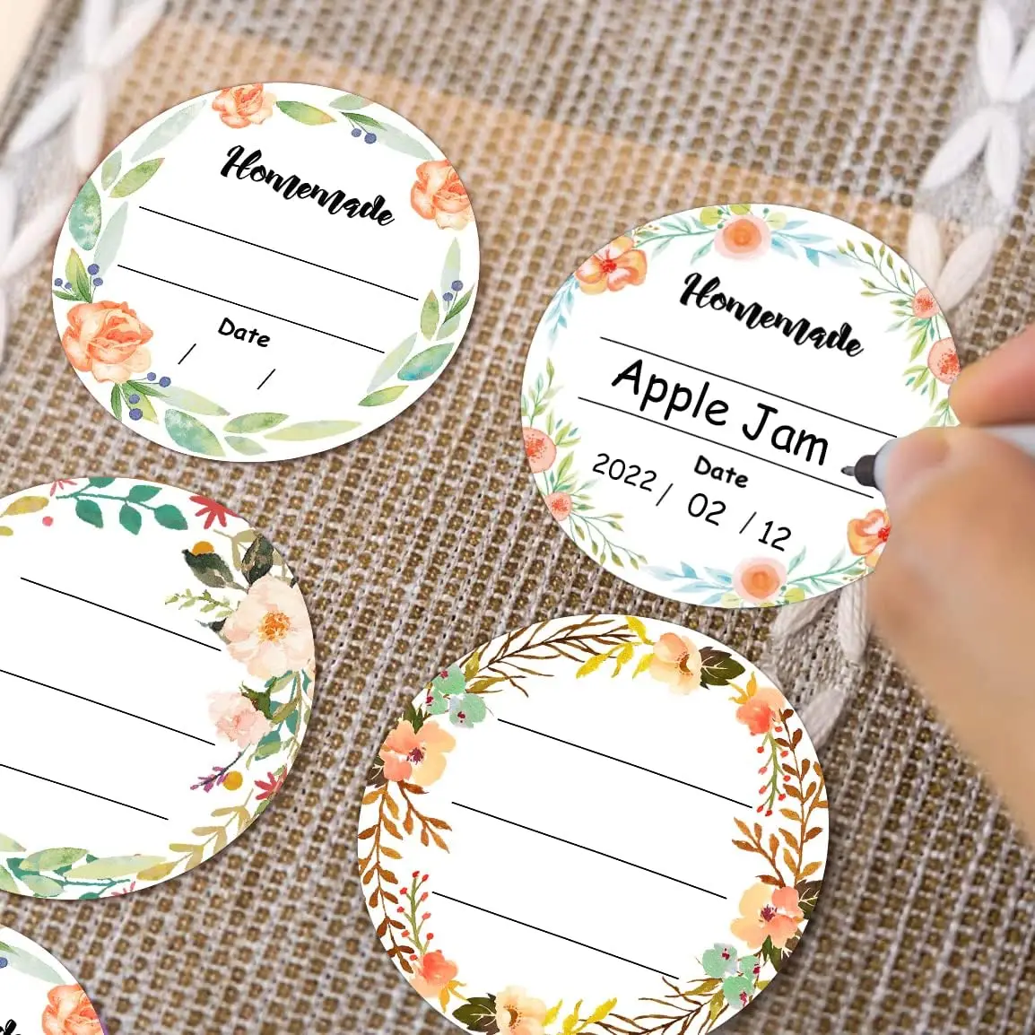 500 Pcs 2-Inch round Watercolor Canning Labels for Mason Jars Beautiful Design Organizing Stickers for Home Use