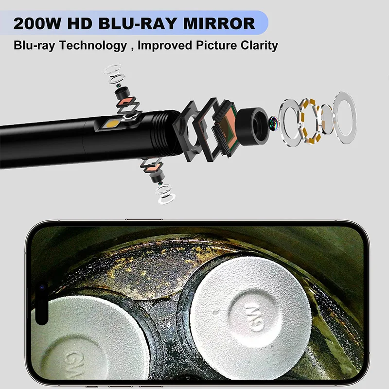 WIFI Endoscope Single Dual Triple Lens HD1080P 8MM Wireless Pipe Inspection Borescope Camera Car Check LEDs Waterproof 2600mAh