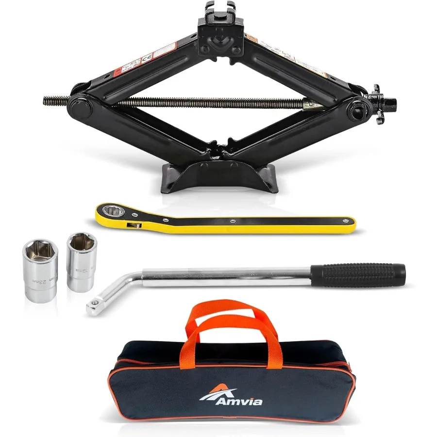 Car Jack Kit | Scissor Jack for Car 3 Ton 6600 lbs - Tire Jack Tool Kit | Portable Ideal for SUV and Auto - Universal Car Emerg