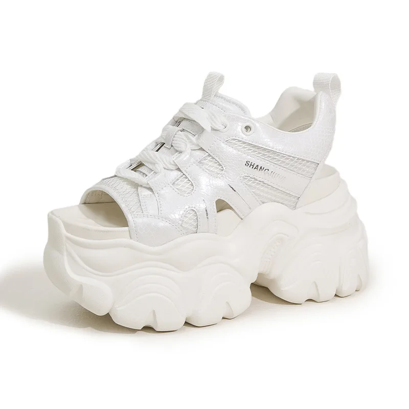 

Летние сандалии на высокой платформе 10 см, женские дышащие кроссовки на массивном каблуке, женские тапочки на танкетке, женские сандалии с открытым носком