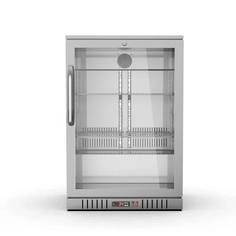 Single Glass Sliding Door Black Stainless Steel Back Rod Cooler Bar Beer Drink
