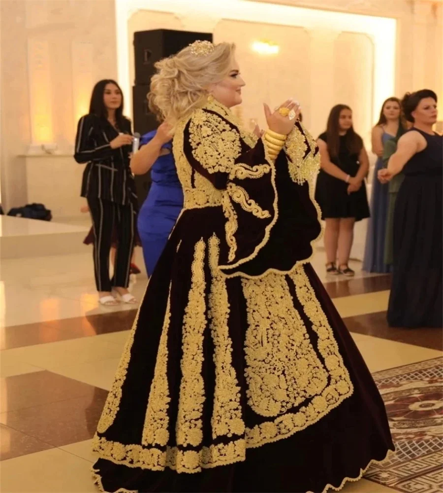 Vestido de noche tradicional albanés Kosovo Dubai Abaya apliques marroquí graduación manga larga talla grande fiesta turca personalizado