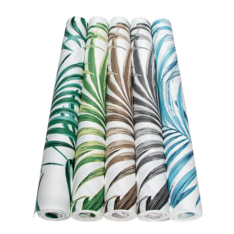 جنوب شرق آسيا نمط النباتات الخضراء خلفية لغرفة المعيشة أريكة خلفية غرفة نوم اللوح الأمامي غير المنسوجة جدار تغطي راي الاستوائية #6