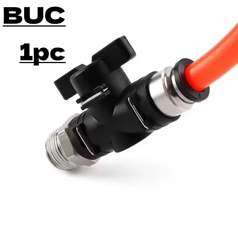 1PC BUC Black Pneumatic Push-In Quick Joint Connector 4mm-12mm Hand Valve Manual Ball Switch Current Limit