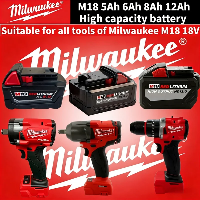 

Высокопроизводительная литиевая аккумуляторная батарея Milwaukee M18 6.0Ач 5.0Ач 18В (аналог 48-11-1860, 48-11-1850) для инструментов, высшее качество