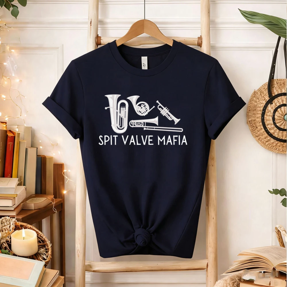 Autumn Brass Instrument Player T-Shirt Musician Apparel, Trumpet Horn Trombone Tuba Euphonium Shirt Cotton Short Sleeve Tee Tops