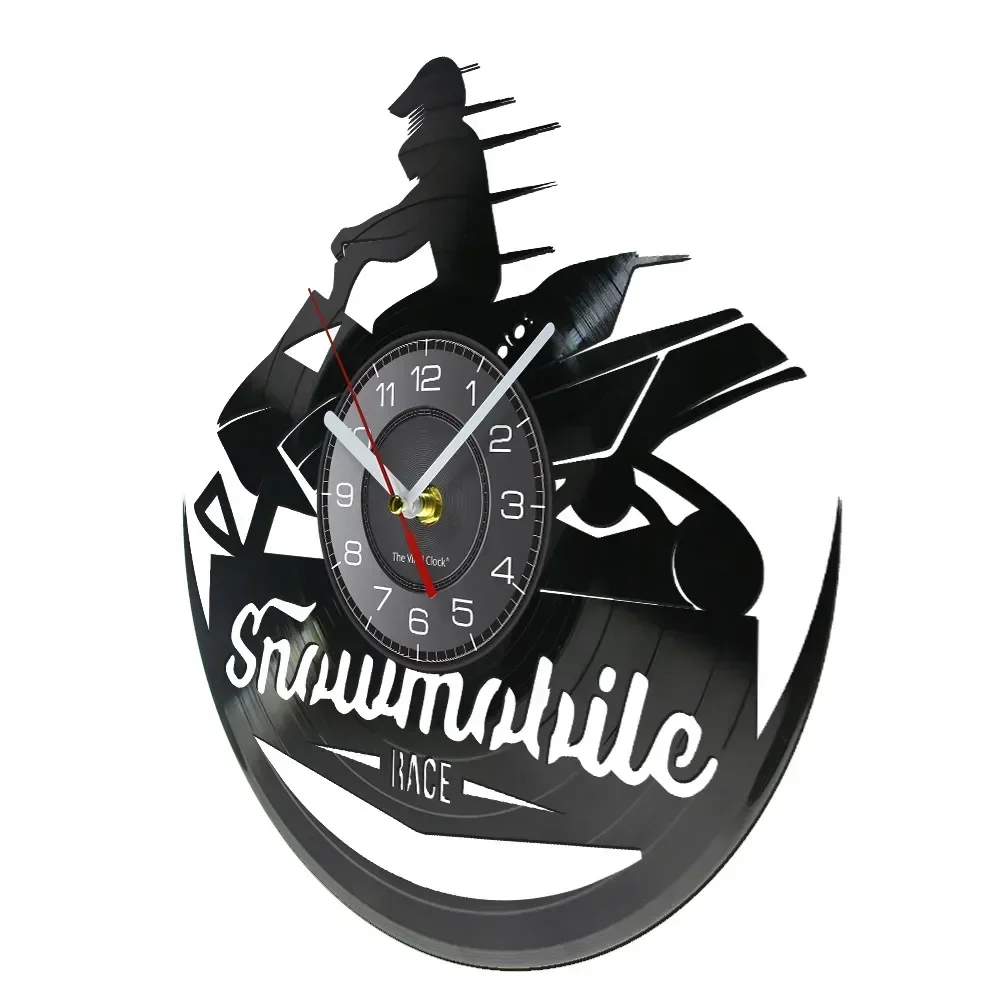 Snowmobile Racing Wall Clock Vinyl LP Record Handicraft Motorcycle Snow Machine Watch Speed Along Braaap Ride Riders Decor Gift