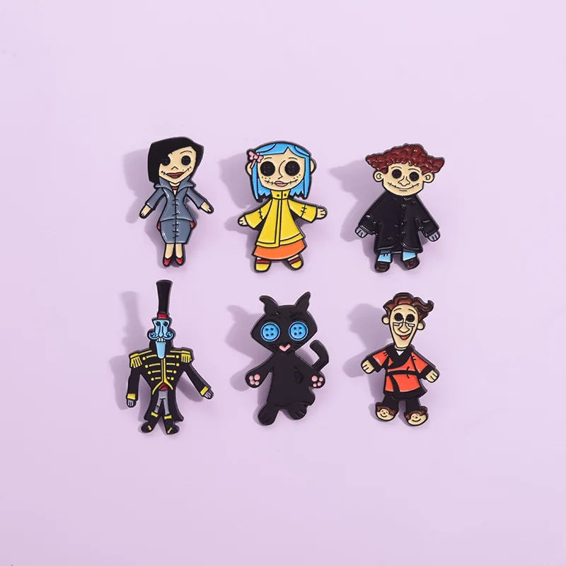 6PCS Cartoon Animated Character Enamel Pins Custom Cute Metal Brooches Lapel Badges Funny Party Jewelry Gift for Kids Friends