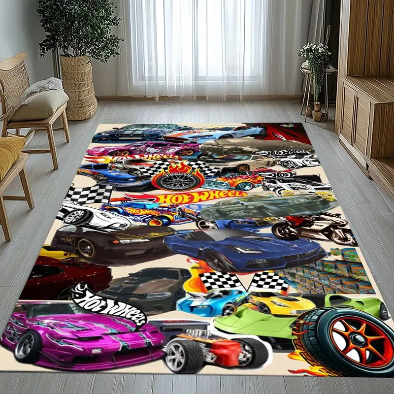H-Hot Wheels Track Cityscape Racing Cartoon Soft Non-Slip Large Area Rug for Living Room,Bedroom Carpet Mat for Sofa,Home Decor
