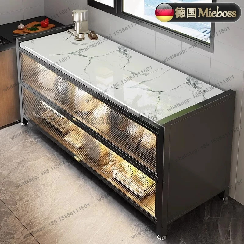 kitchen rack floor-to-ceiling multi-layer rock slab storage multi-functional vegetable cutting household storage cabinet
