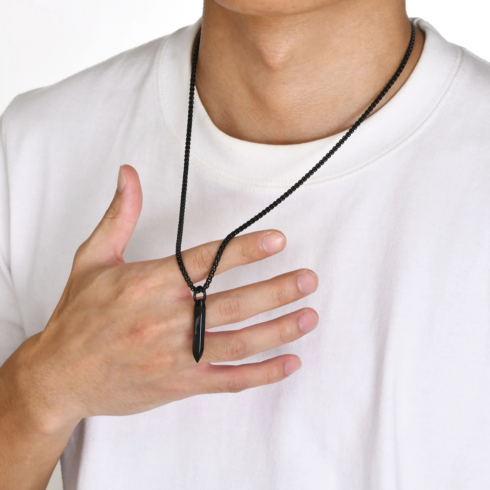 Nagel Stil Anhänger Halskette für Männer Edelstahl geometrische sechseckige unregelmäßige Hip Hop Punk Kette Kragen Party Geschenk für Männer – Detail 3